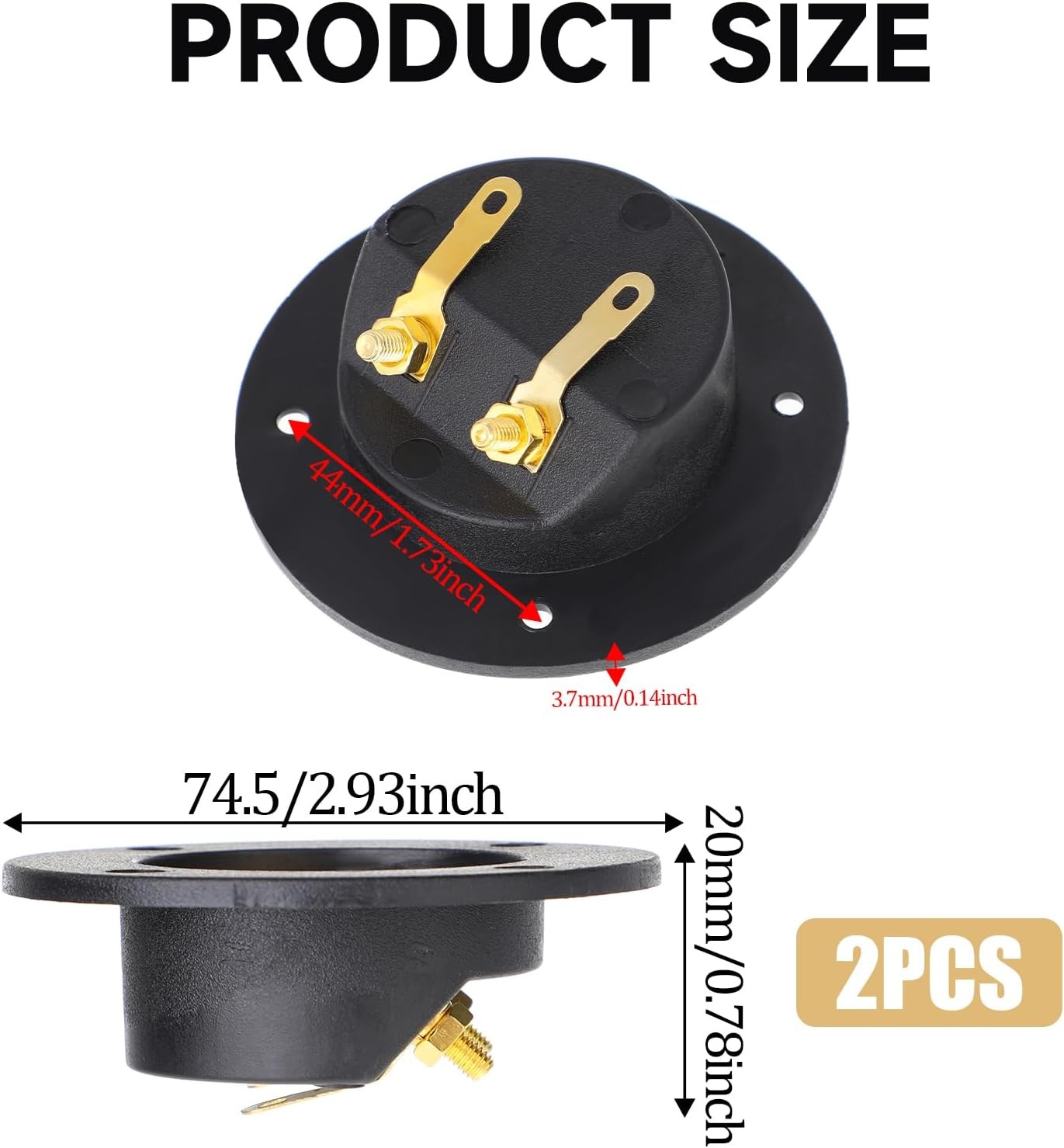 2 Pcs Black Speaker Box Terminal Cup 3 Inch 2-Way Spring Loaded Jacks...