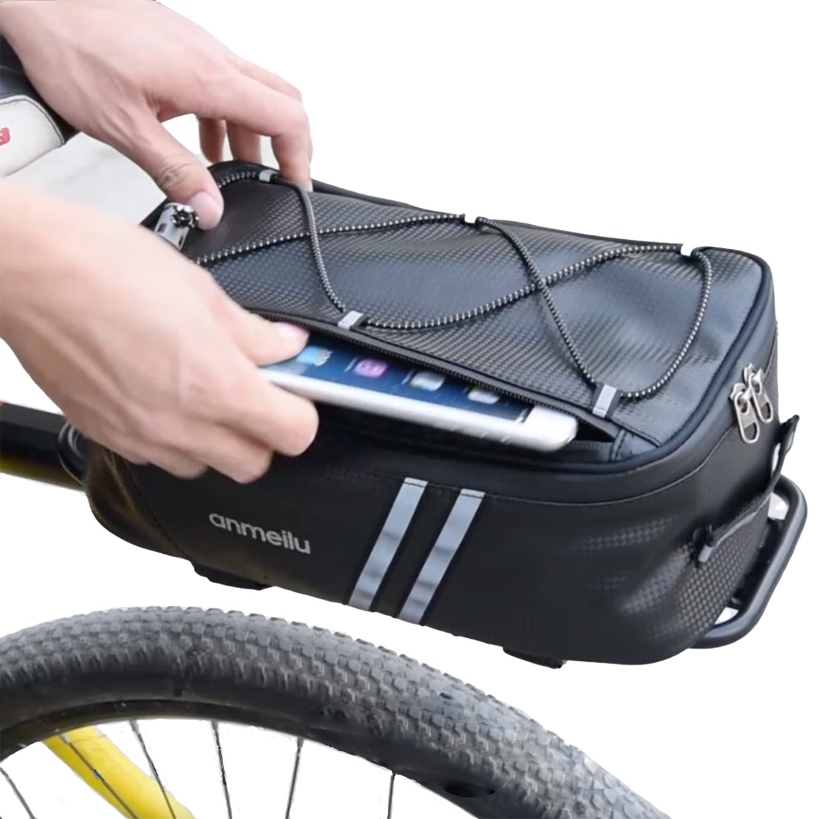 ANMEILU Bike Rack Bag Bags for Bicycles Rear 11.6*6.5*4.7in, black