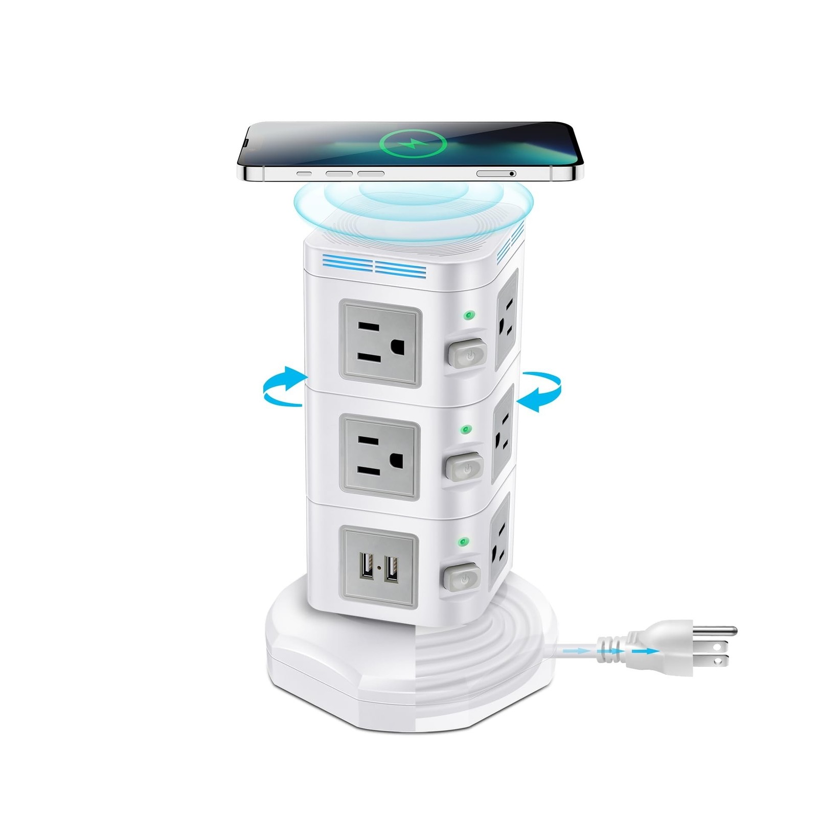 Power Strips Surge Protector 1800J, ODOM Power Strip Tower with 15W... Fast Ship