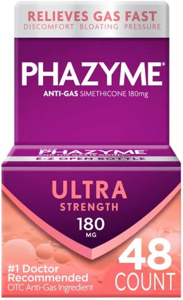 Phazyme Ultra Strength Simethicone 180mg Anti-Gas Softgels 48 Count