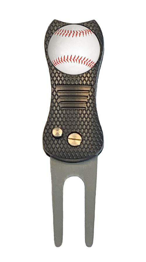 Baseball Golf Ball Marker + Premium Switchblade Divot Tool Novelty Gift