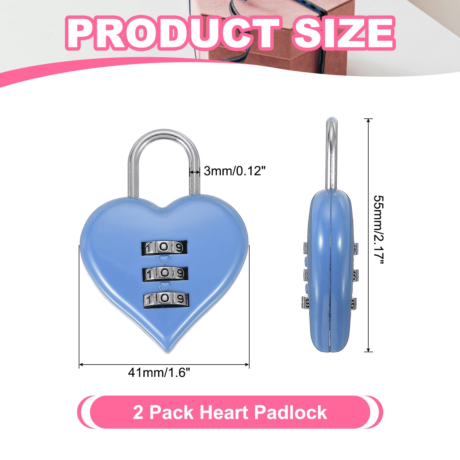 2 Heart Combination For Love Locker Lock Code Blue