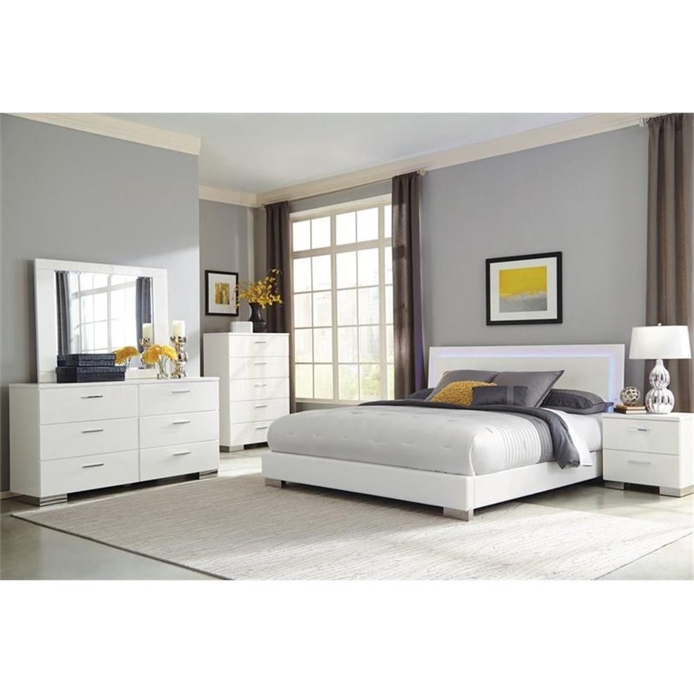 Felicity 4-piece California King Bedroom Set White Gloss