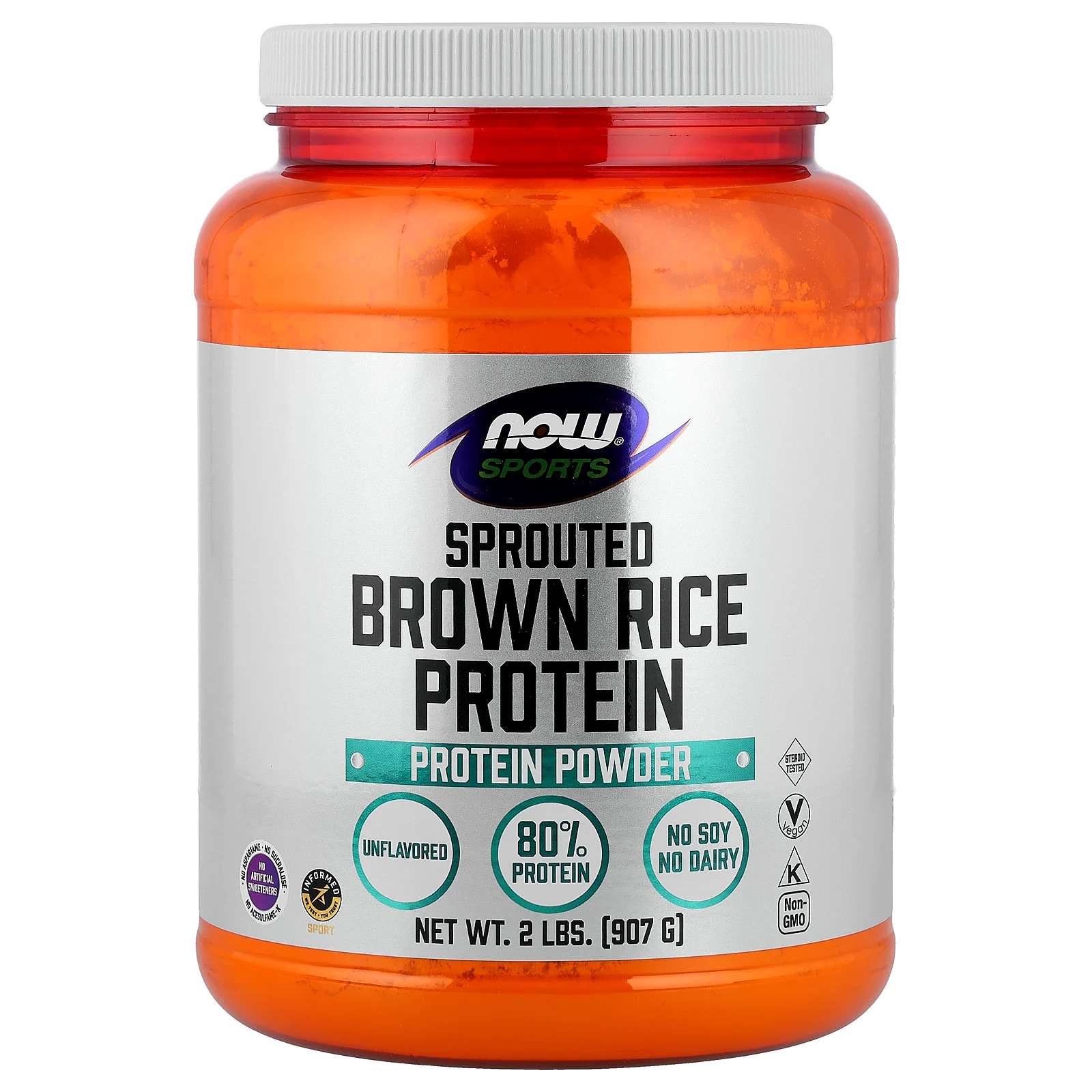 Sports, Sprouted Brown Rice Protein Powder, Unflavored, 2 lbs (907 g)