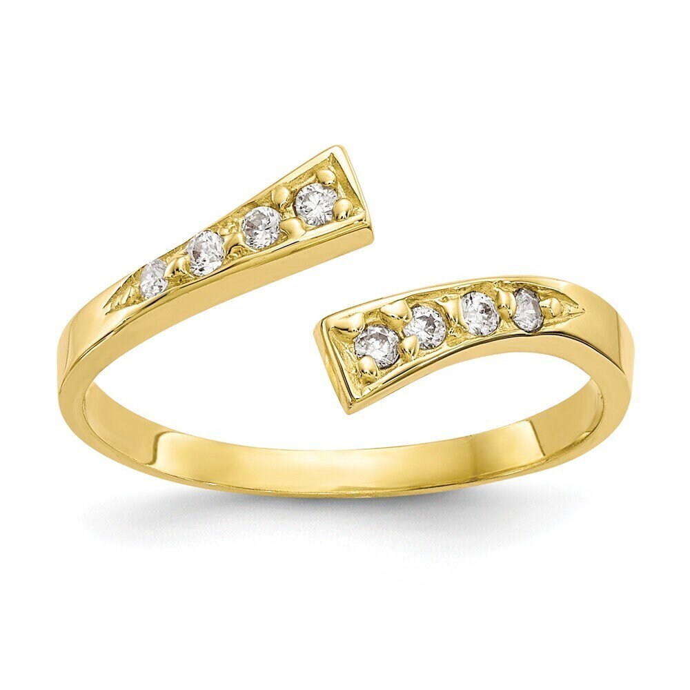 Solid 10k Yellow Gold CZ Cubic Zirconia Simulated Diamond Toe Ring - Adjustable