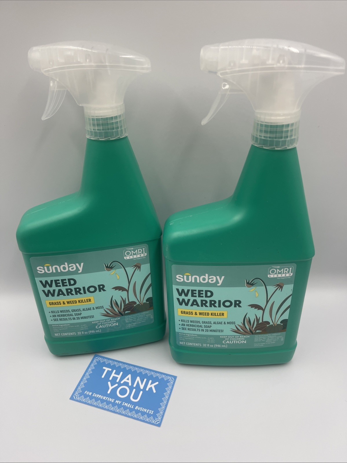 Lot of 2 Sunday Weed Warrior 32 oz Non-Selective Herbicide Spot Treatment Spray