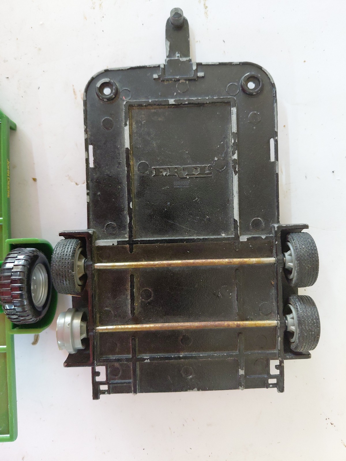2 Ertl Trailers One John Deere Black One Missing Tire On Wheel