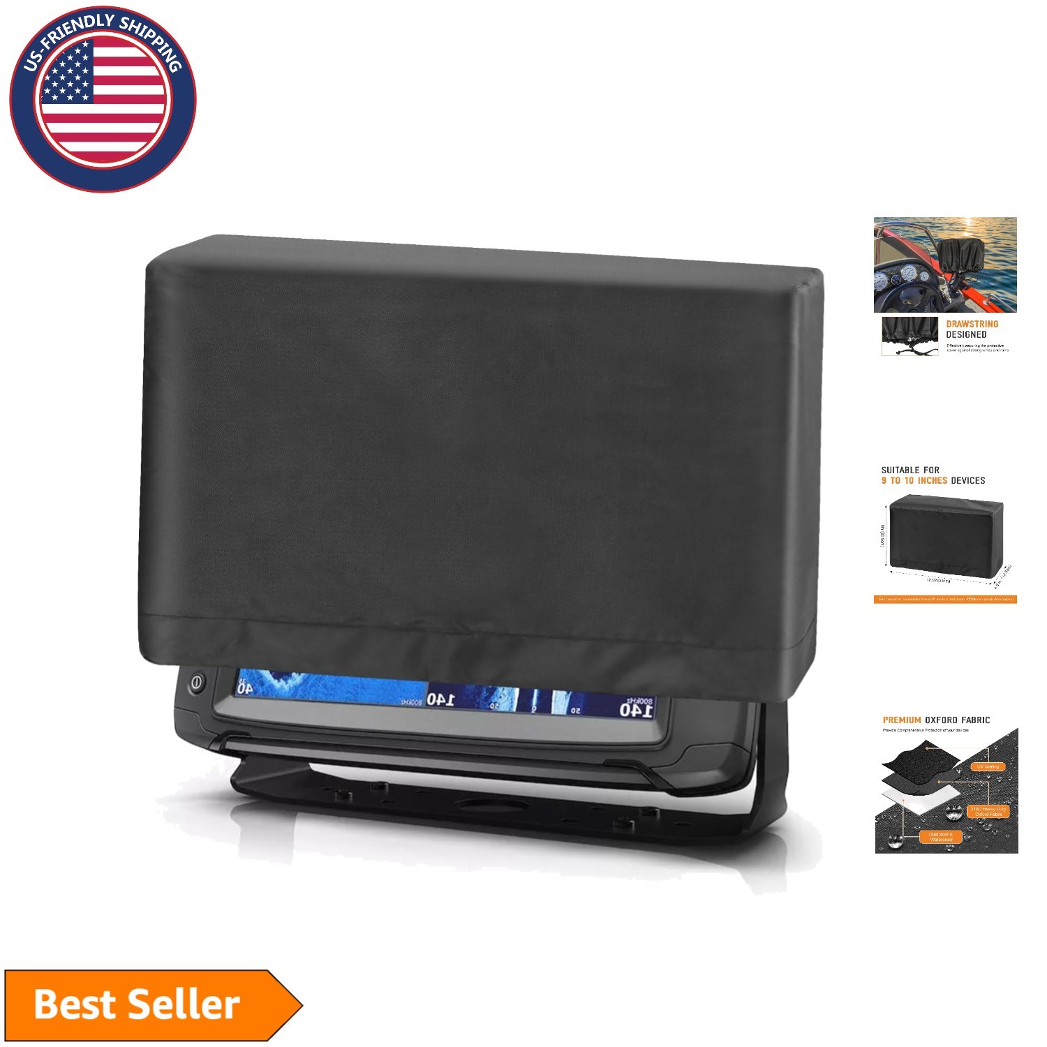 Durable Waterproof Fish Finder Cover - Fits 9-10 Inch Screens with UV Protection