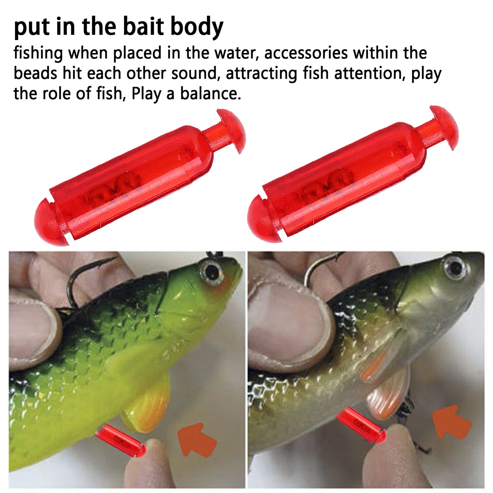 50pcs 15mm Durable Rattles Shake Fishing Lure Bait Insert Tube Rattles For Soft