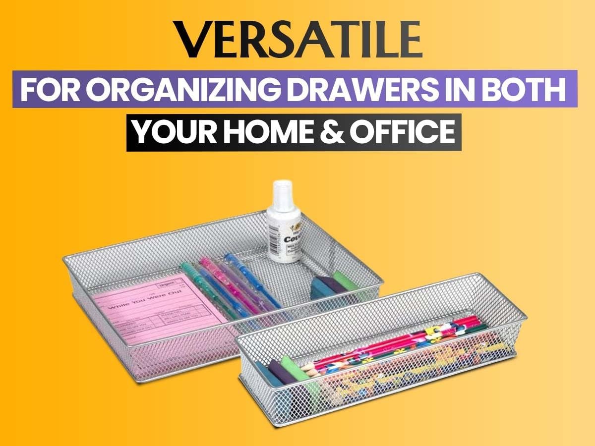 Silver Mesh Drawer Organizer and Storage for Kitchen Drawers, Serves as Suppl...
