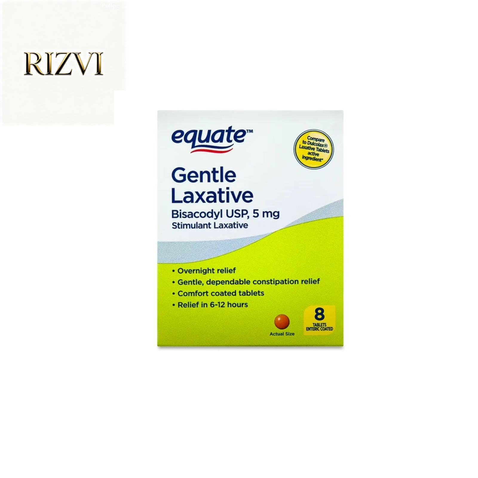 Equate Gentle Laxative Bisacodyl USP Constipation Relief, 5 mg, 8 Count