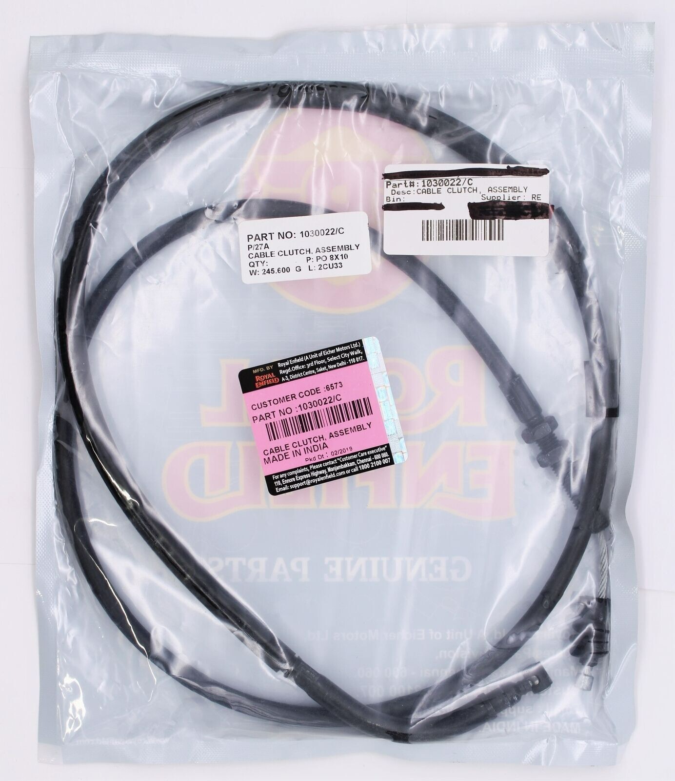 Genuine Royal Enfield 1 Pcs CLUTCH CABLE ASSEMBLY 1030022, Interceptor 650