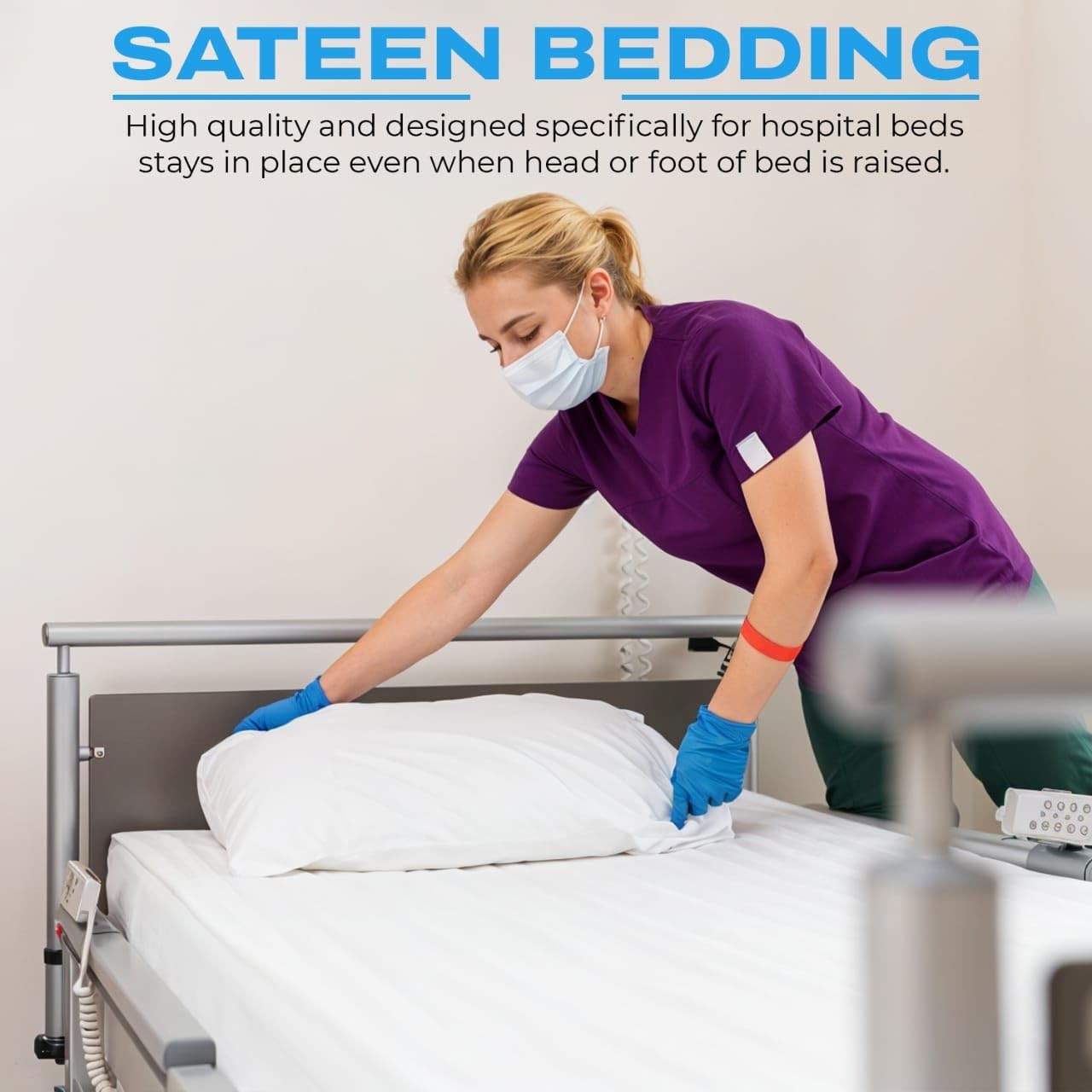 SATEEN BEDDING STORE 2 Pack Fitted Hospital Bed PACK OF 2 FITTED, White Solid