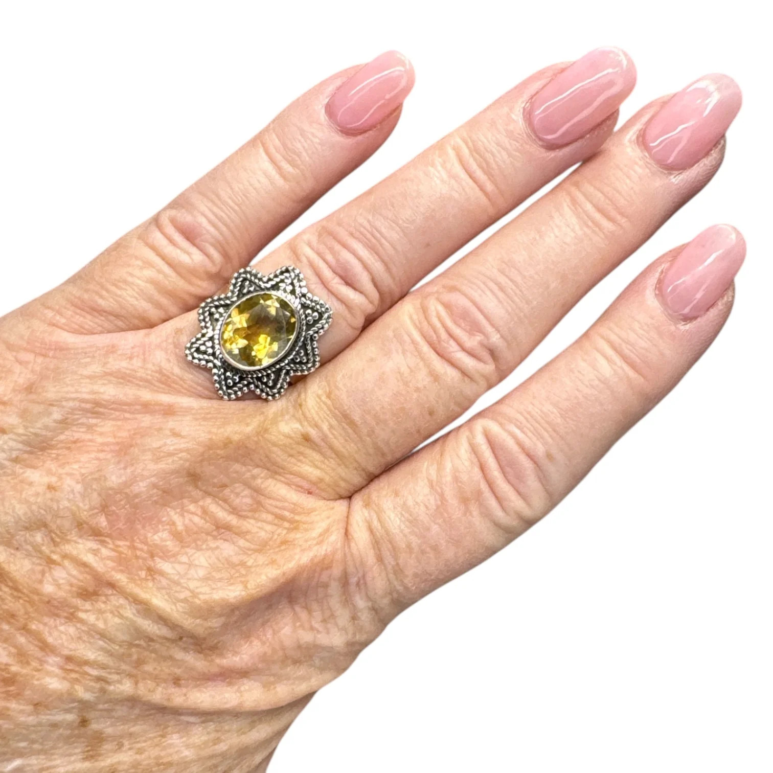 Citrine Solid 925 Sterling Silver Ring 6