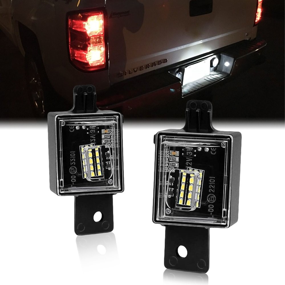 Pure White LED License Light Plate Tag Kit For 2014+ Chevy Silverado GMC Sierra