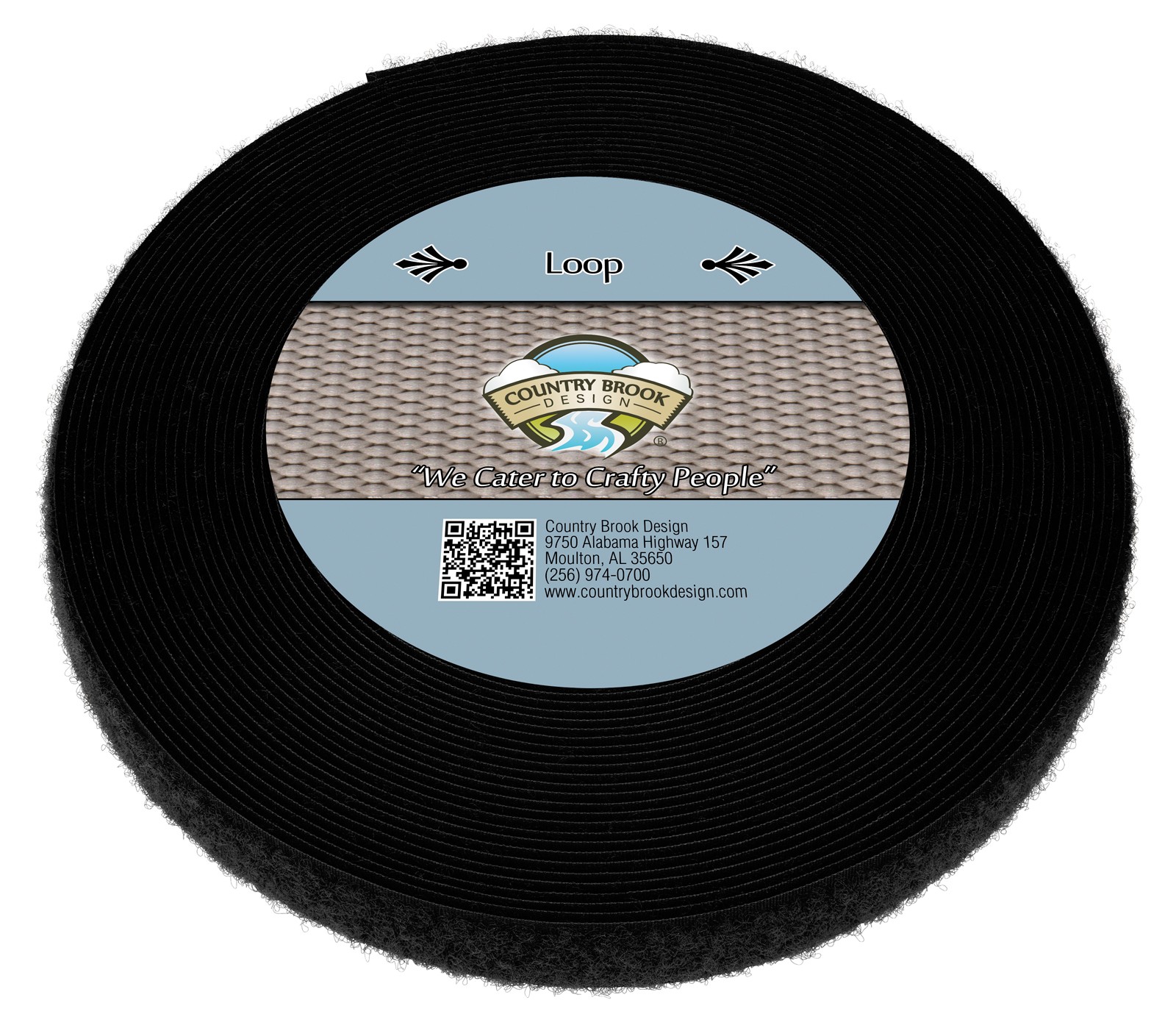 Country Brook Design® 1/2 Inch Black Sew on Loop Only, 50 Yards