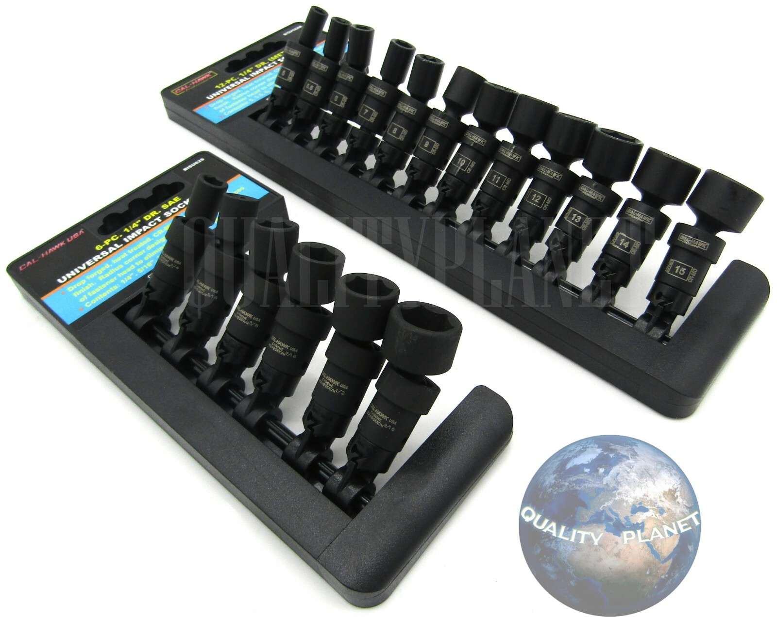 18pc 1/4" Drive Universal Ball Swivel Impact Socket Set SAE & METRIC