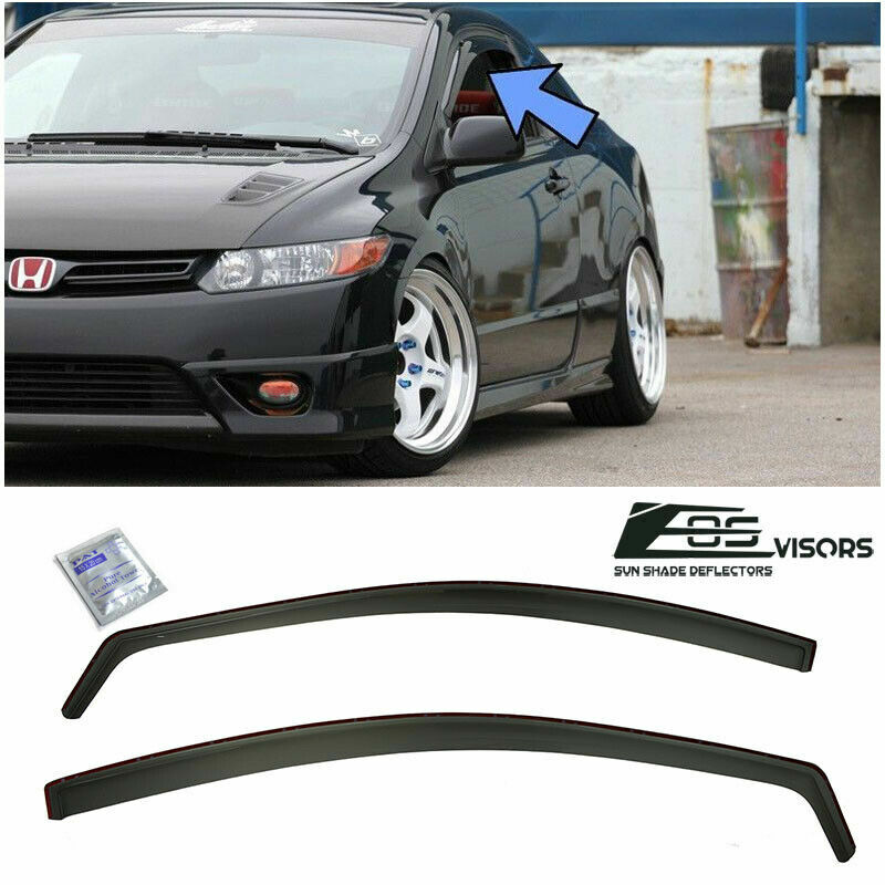 For 06-11 Honda Civic Coupe | JDM In-Channel Side Window Visors Rain Guards