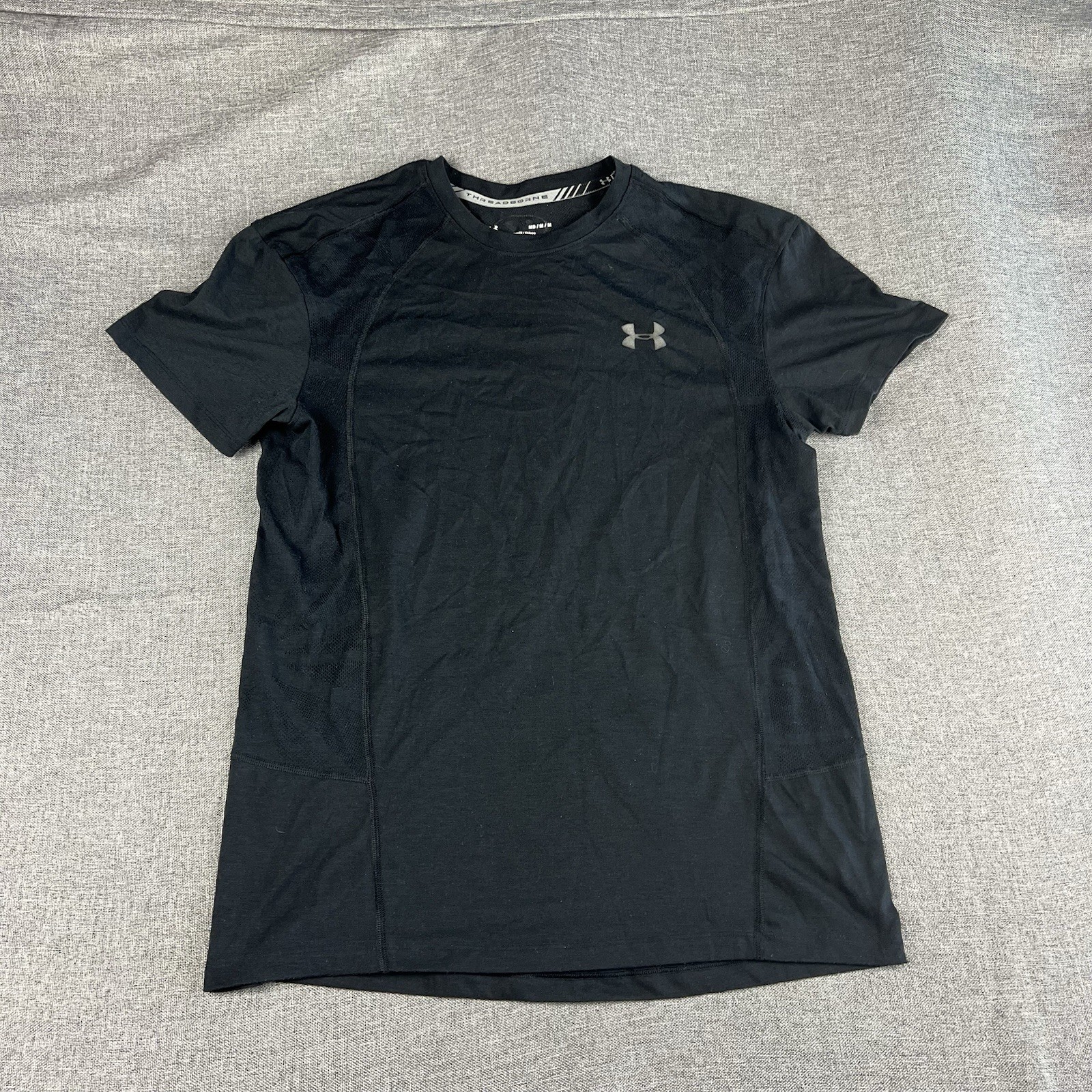 Under Armour Shirts Mens M Black Fitness Activewear Lightweight Gym Running