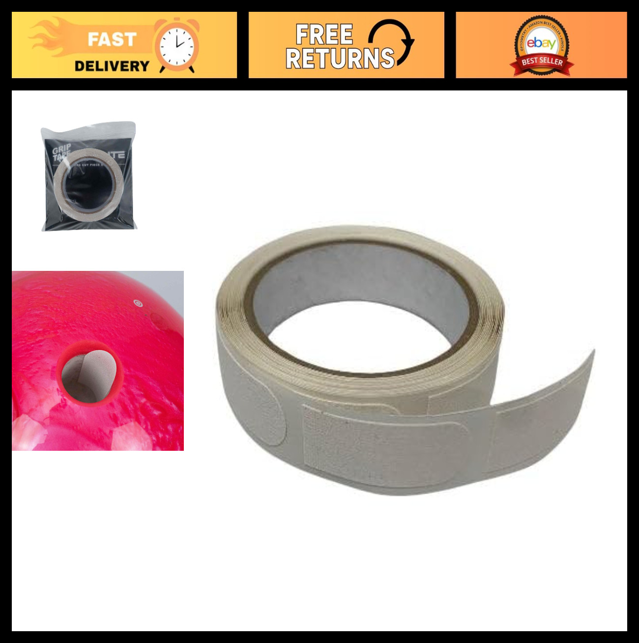 Bowling Ball Thumb Tape - White Textured 3/4" & 1" Perforated, 125 Pieces for Co