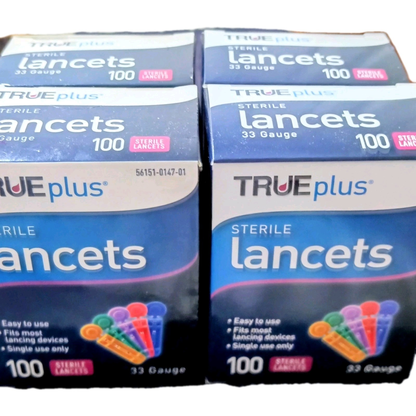 New Four Boxes Trueplus Sterile Lancets 33 Gauge 400 Count Exp 9/29, 7/26 & 9/27