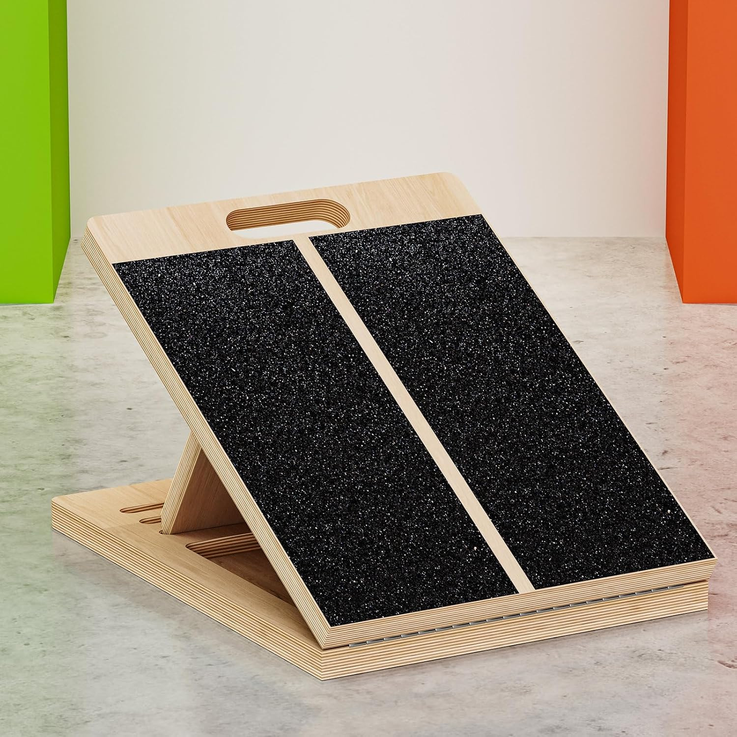 Wooden Slant Board for Calf Stretching and Foot Mobility - Portable Fitness Tool