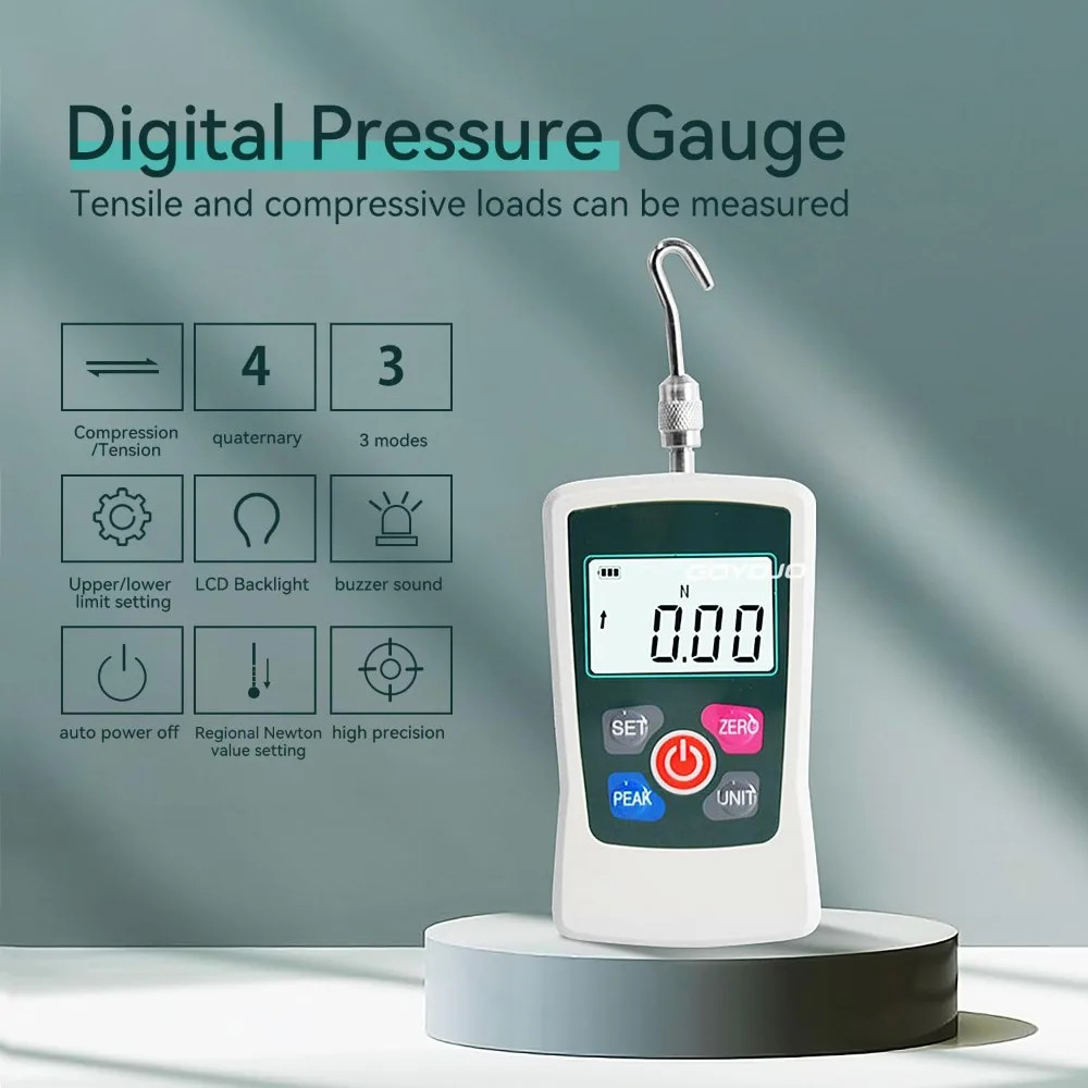 Digital Force Gauge 500N Plastic Tension Compression Testing Tension Meter GF500