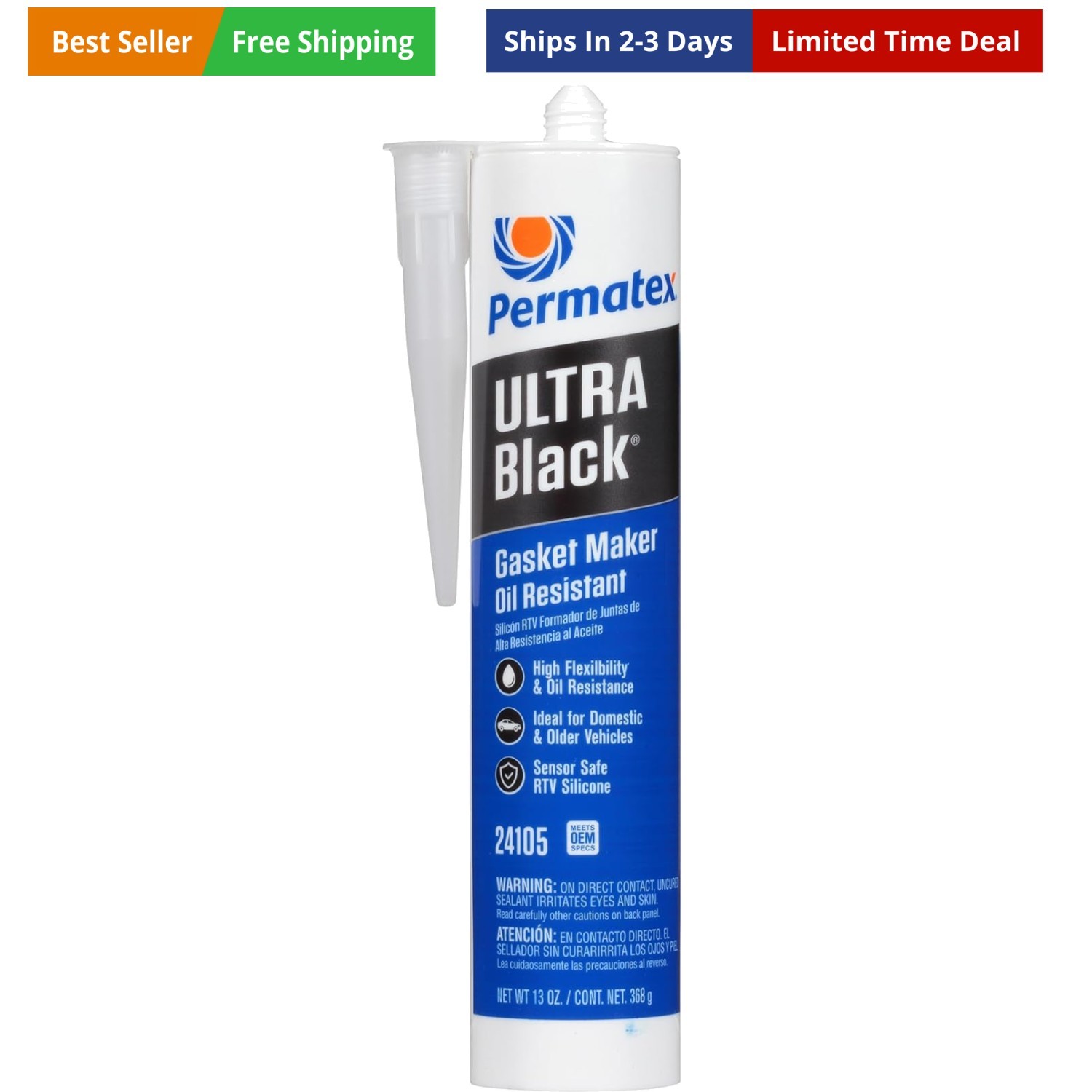 Ultra Black Maximum Oil Resistance RTV Silicone Gasket Maker, 10.6 oz. Cartridge