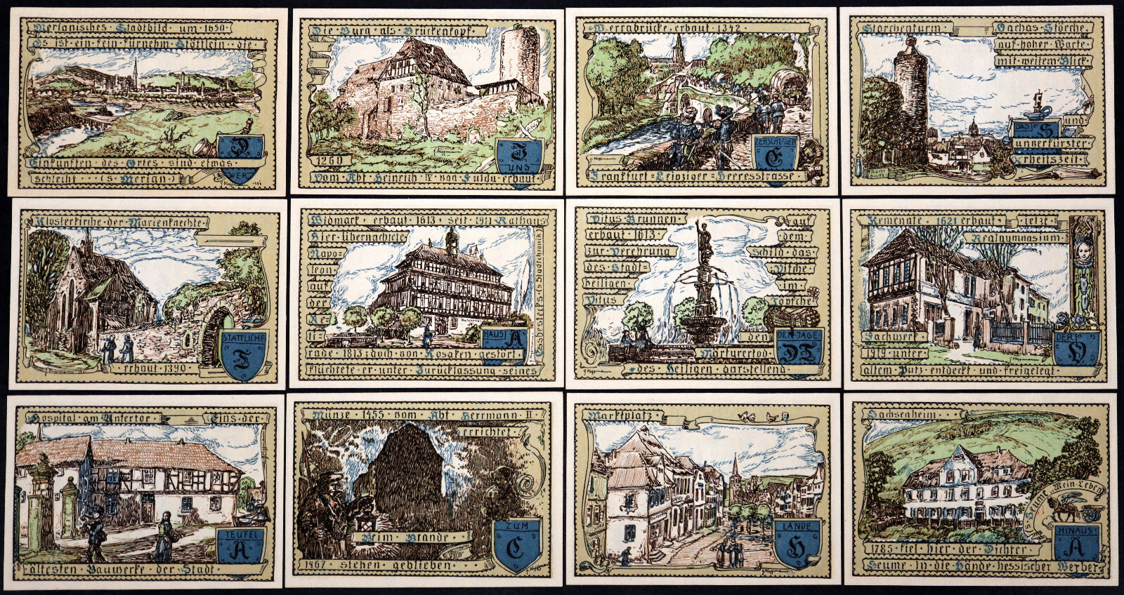 VACHA 1921 RARE "Scenes From History" Matching Serials! Complete German Notgeld