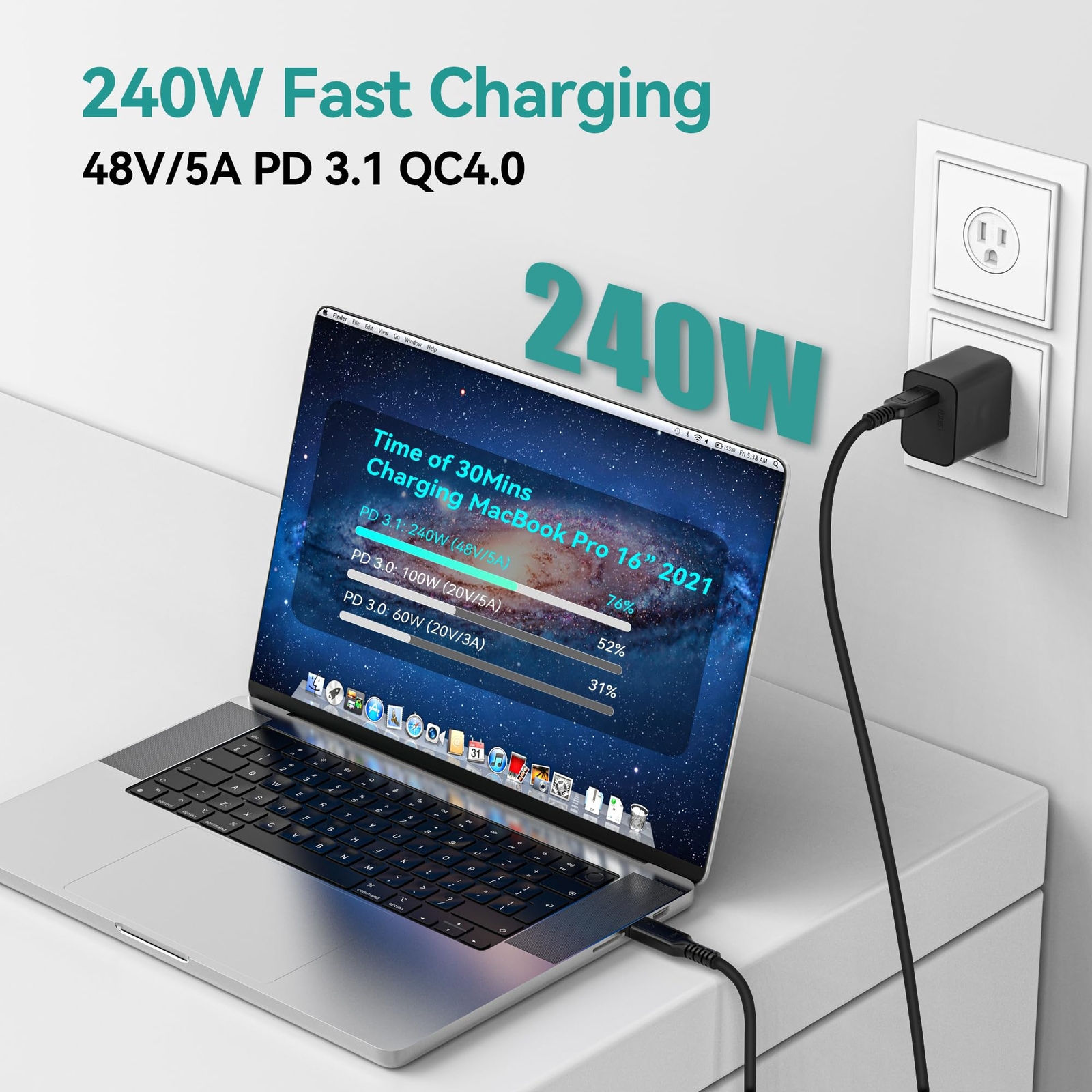 80Gbps Data Sync Compatible with Thunderbolt 5 Cable High Speed USB C Cable S...