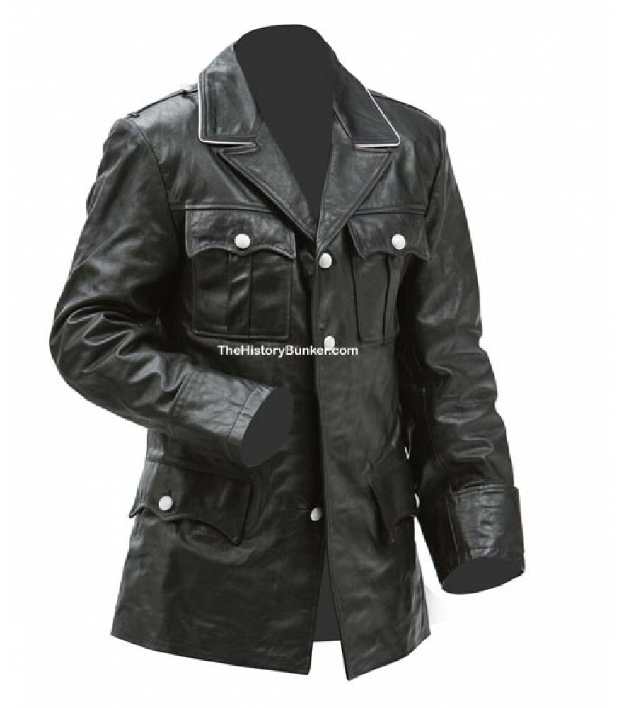WW2 German  officers M32 tunic in black leather - MADE TO YOUR SIZES