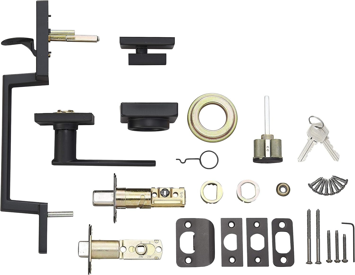 Stylish Square Matte Black Door Handleset with Reversible Lever - Easy Install