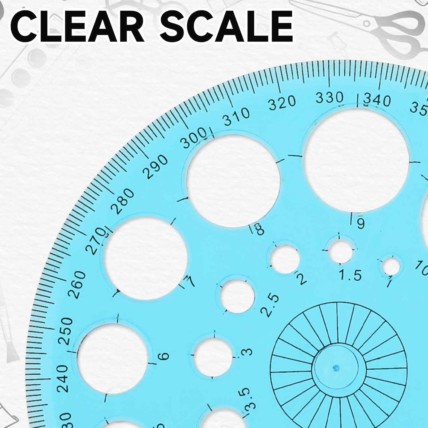 Circle Template for Drawing, Plastic Stencil Geometric blue