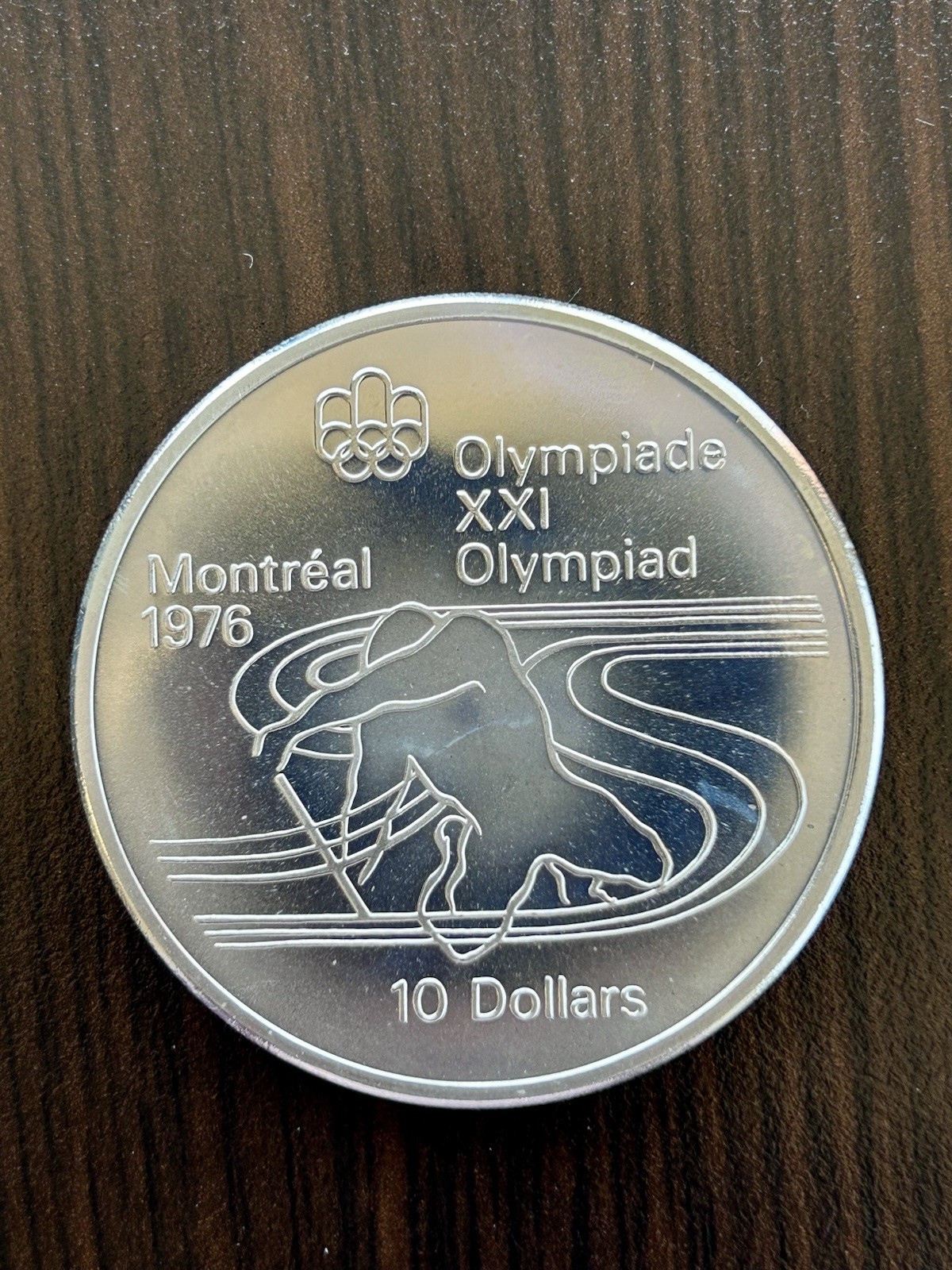 1975 Canada 1976 Olympics Montreal Canoeing .925 Sterling Silver $10 Coin