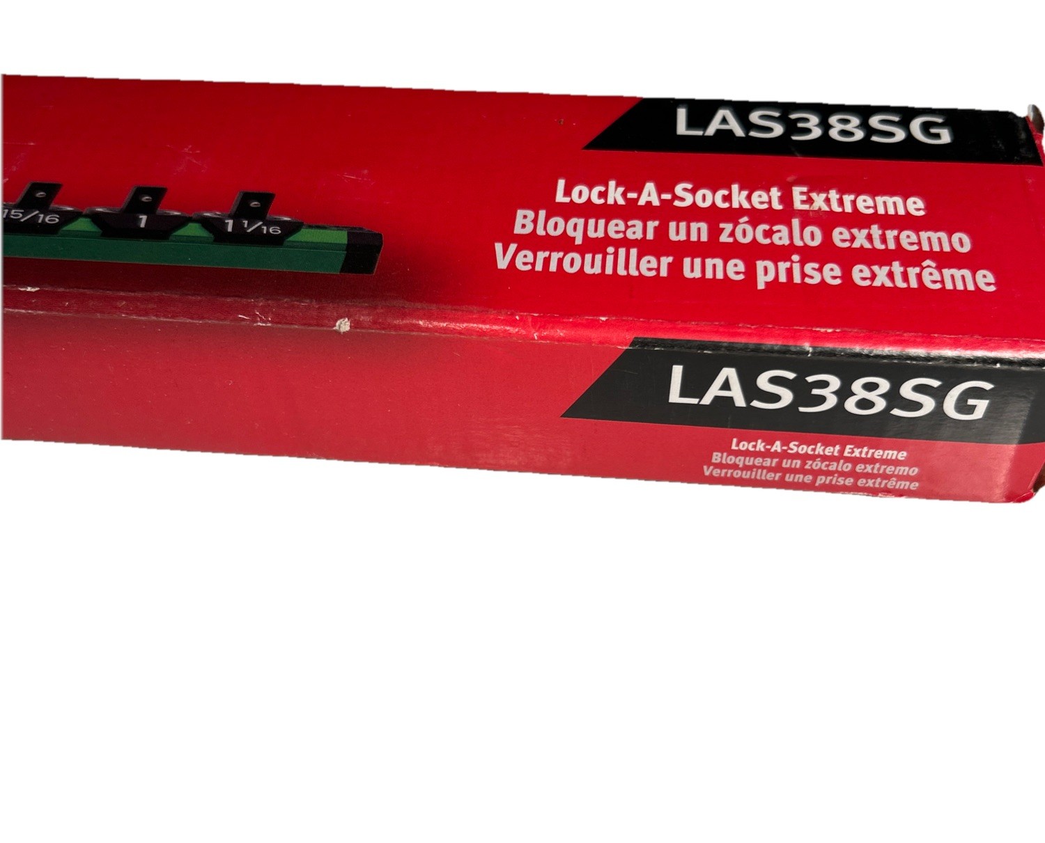Snap-on Tools NEW GREEN 3/8” SAE Lock-A-Socket Magnetic Rail Organizer LAS38SG