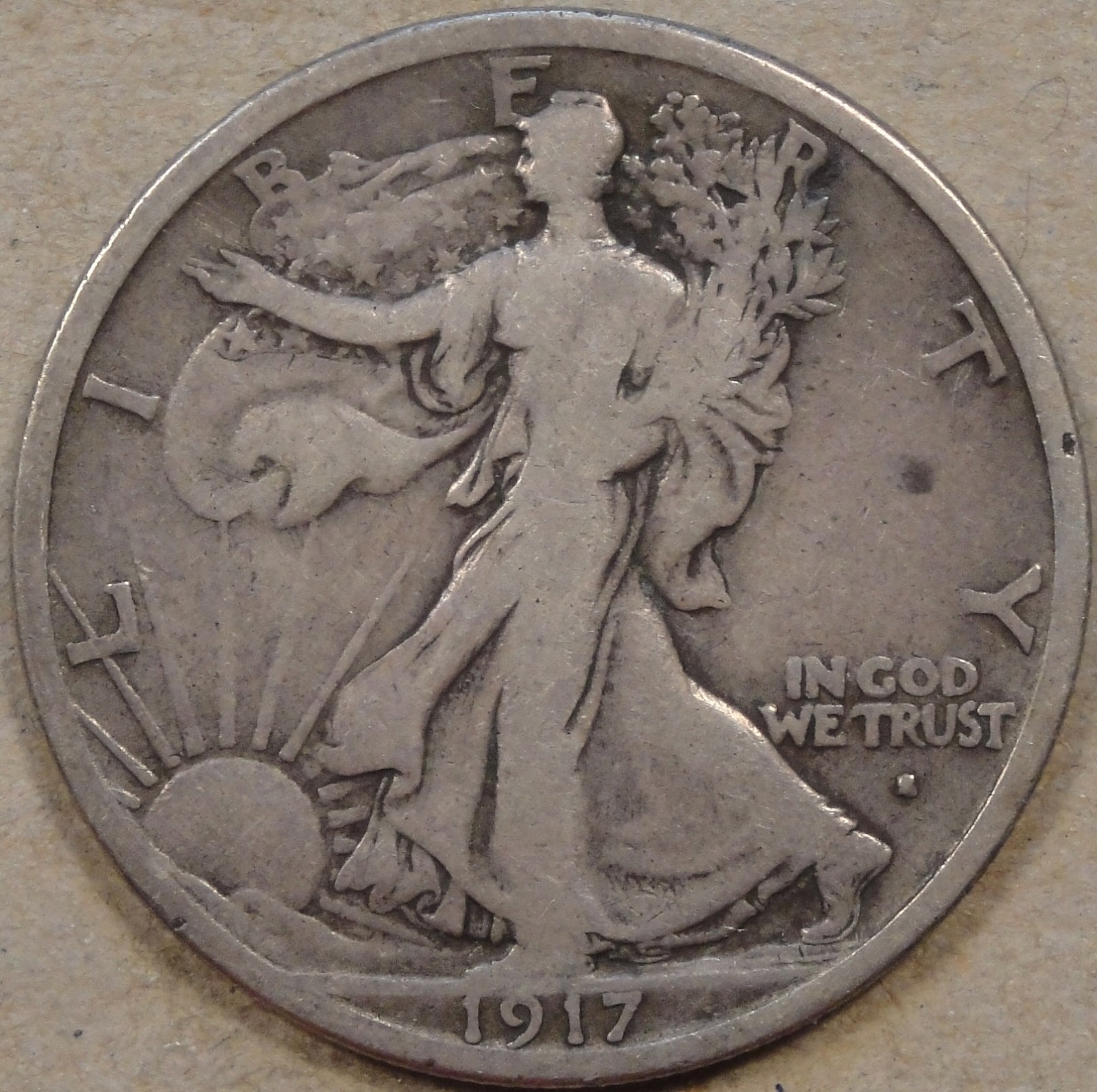 1917-S Obv Walking Liberty Half Dollar 50c VG-F Details as Pictured L4-1