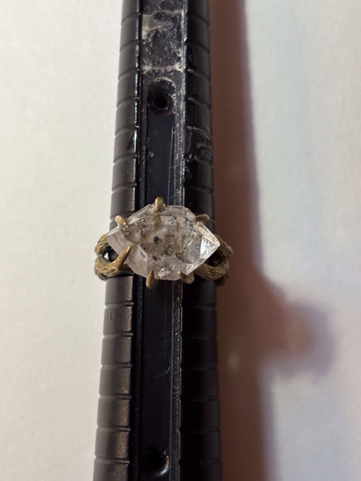 Herkimer Diamond On Adjustable Brass Ring