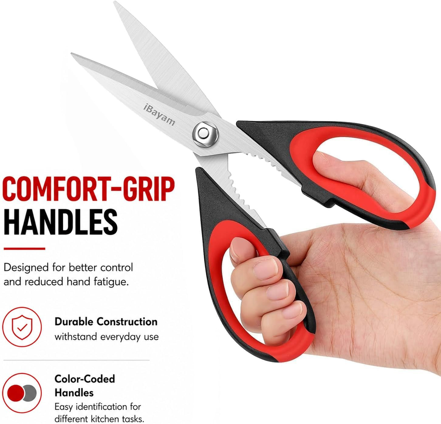 Kitchen Scissors All Purpose Heavy Duty 2 Pack with Protective Sheath, Stainless