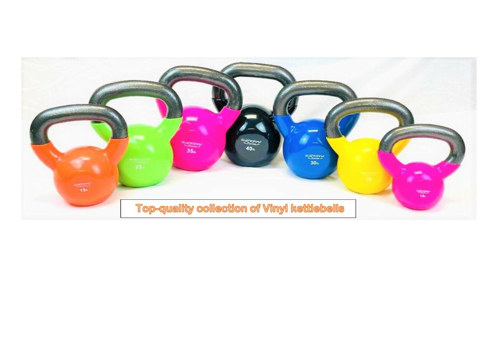 Rainforest Basics Vinyl Coated Cast Iron Kettlebell Weight 10-40LB-LOCAL PICK UP
