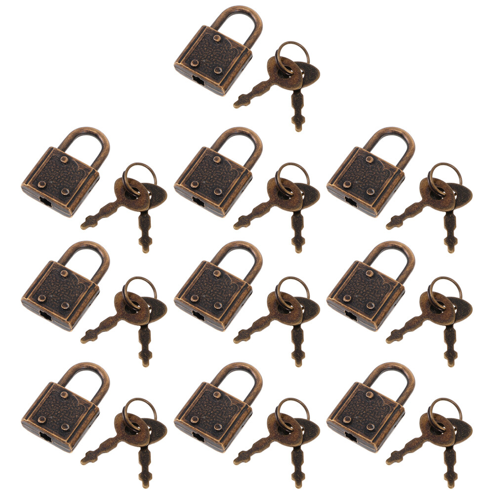 10Pcs Mini Padlock Luggage Hanging Locks Retro Suitcase Locks Multifunctional