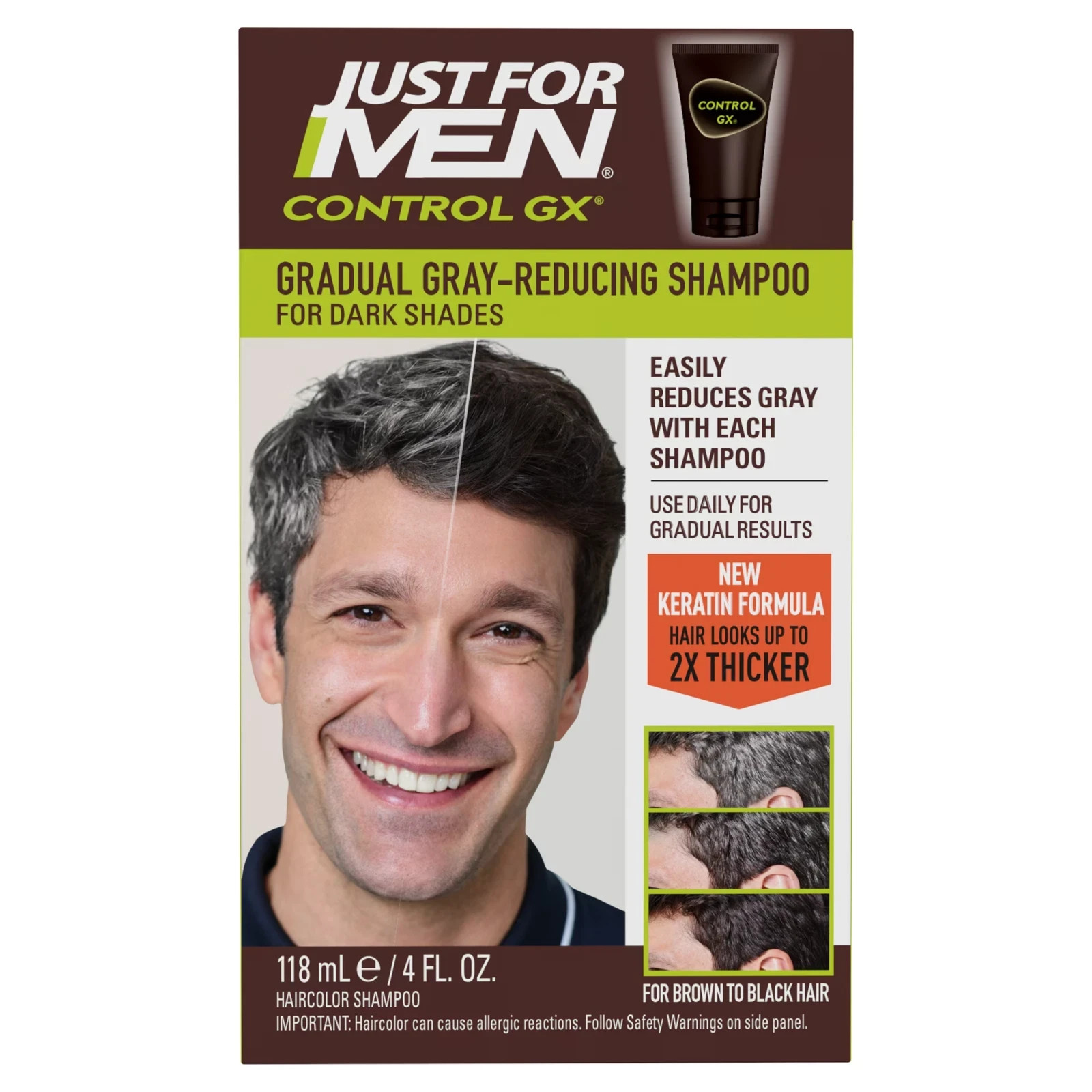 Just For Men Control GX Grey Reducing Shampoo, Gradually Colors Hair 4 Ounce