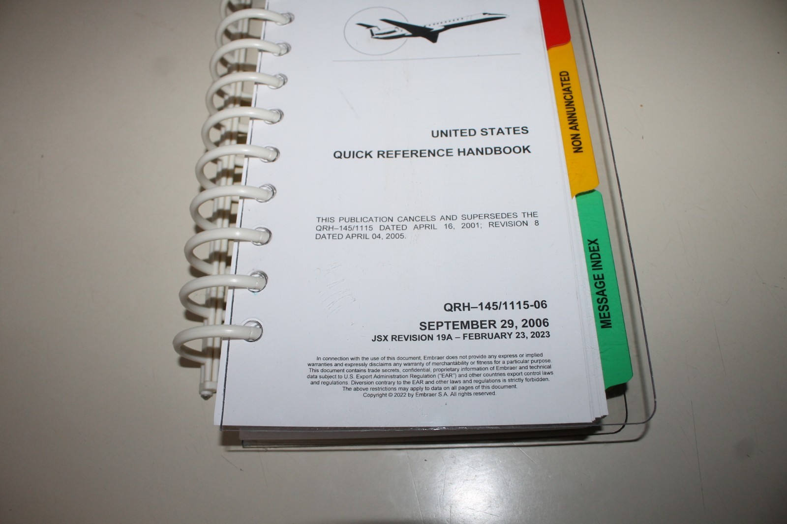 Embraer 145 Emb145 QRH Quick Reference handbook Checklist