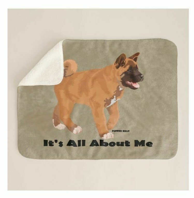 Akita Dog Breed About Me Puppies Rule Brown Sherpa Fleece Throw Blanket
