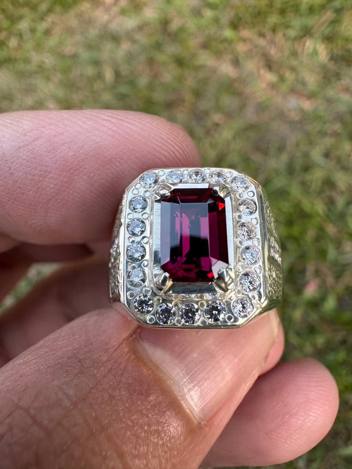 AAA Garnet Gemstone With 925 Sterling Silver Ring For Men's Anniversary Gift S14