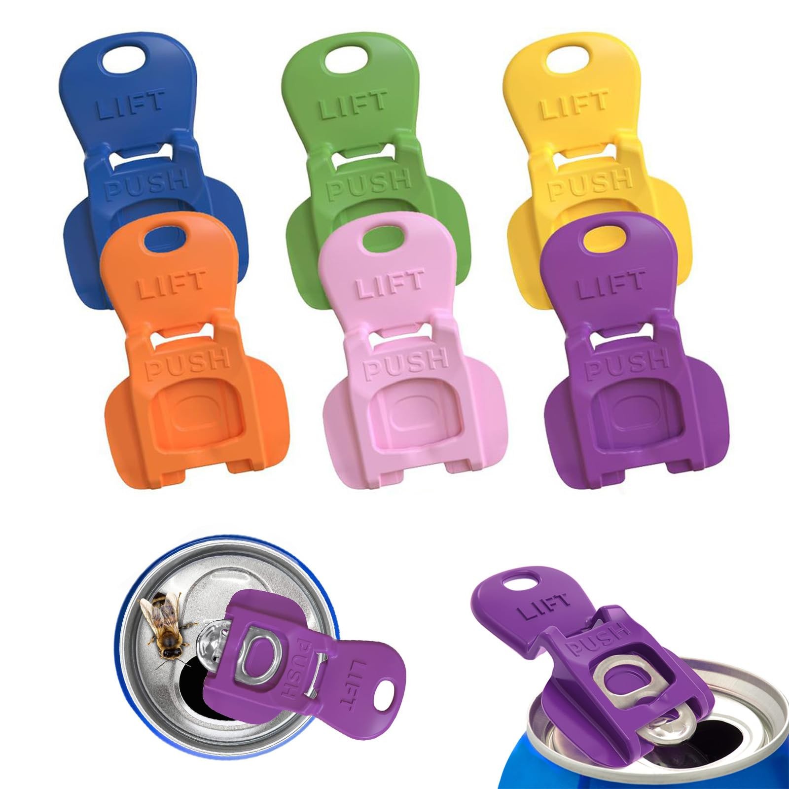 6PCS Colorful Can Tab Openers & Leak-Proof Drink Covers – one size,