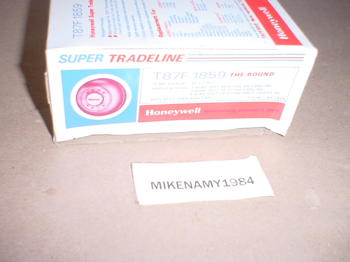 RARE NEW NOS Honeywell T87F 1859 Round Heating & Cooling Thermostat w/Wall Plate