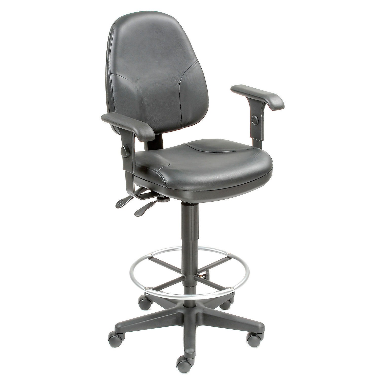 Leather Stool - Operator Synchro Mechanism - 360176; Footrest With Armrests