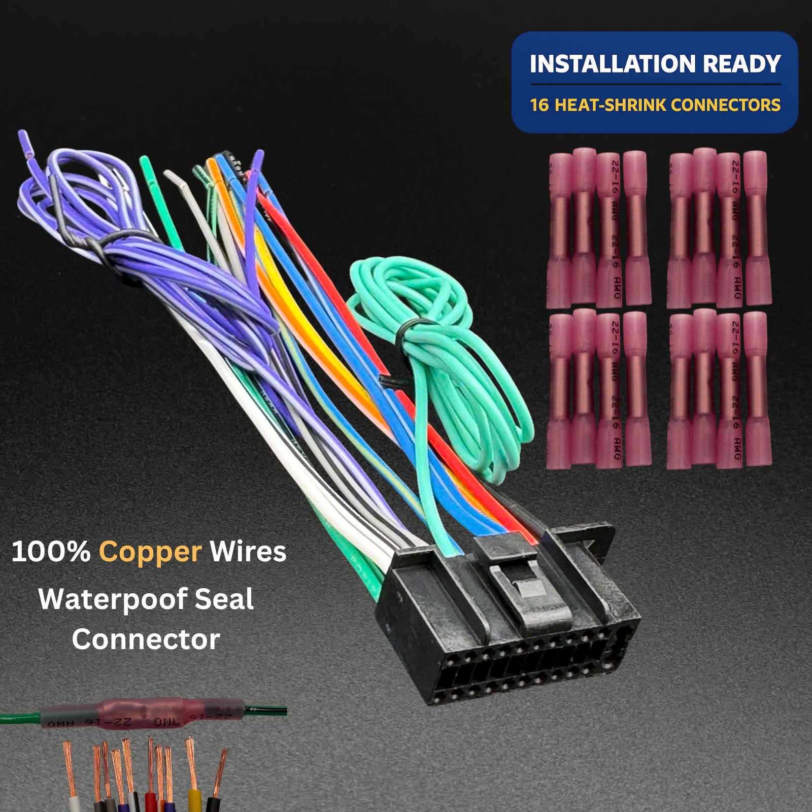 POWER WIRE HARNESS FOR KENWOOD DDX6906S KIT WITH CONNECTORS