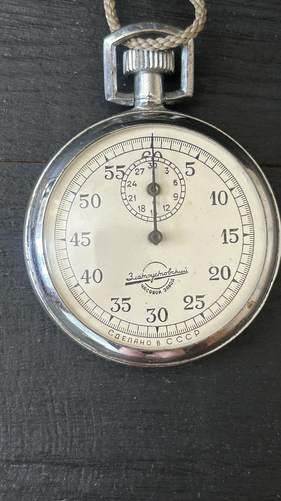 Soviet Stopwatch Zlatoust Agat USSR 1960s Mechanical Chronometer 50mm CCCP