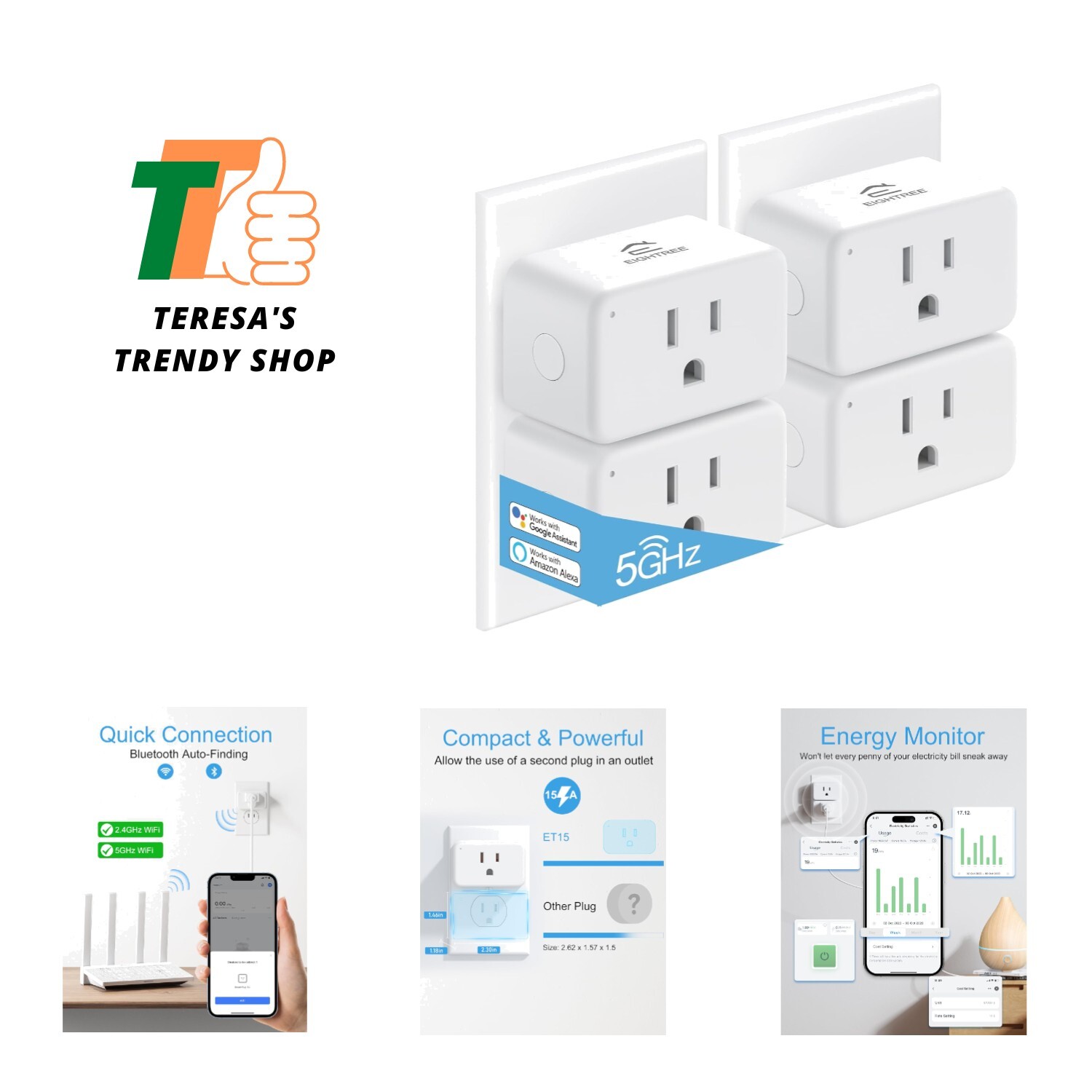 Mini Smart Plug 5GHz & 2.4GHz Wi-Fi, Compatible with Alexa & Google Home & Sm...